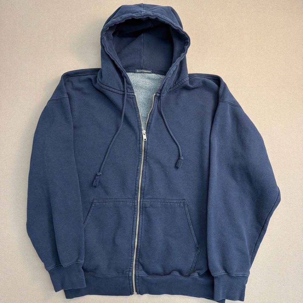 Brandy Melville Navy Blue Oversized Full Zip Up Hoodie Sweatshirt XXL